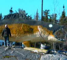 Click on picture of his sculpture at Marten River Ontario and for more on Mike's scultpures