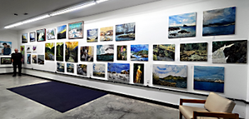 Inside the Gallery showing the paintings display